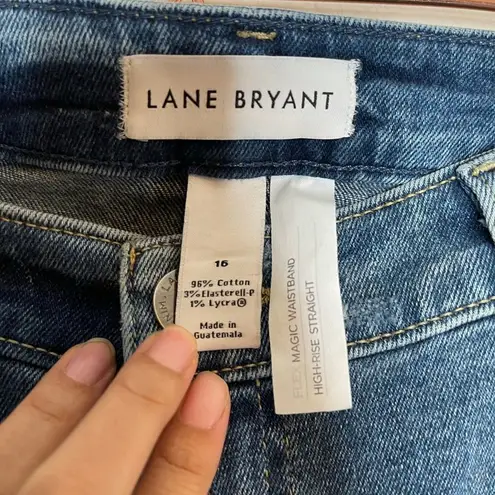 Lane Bryant  distressed high rise straight jeans