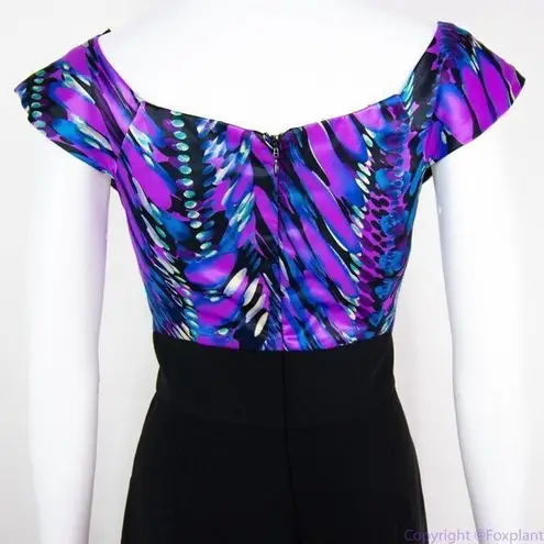 Perception New York peacock print empire waist scoop neck dress, 10 Purple