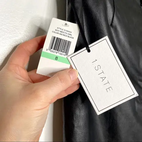 1. State NWT  Black Faux Leather Ruffle Dark Academia Mini Skirt - Image 7