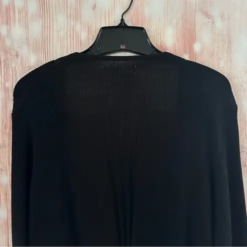 Faded Glory  Black Yoke Back Pointelle Flyaway Cardigan