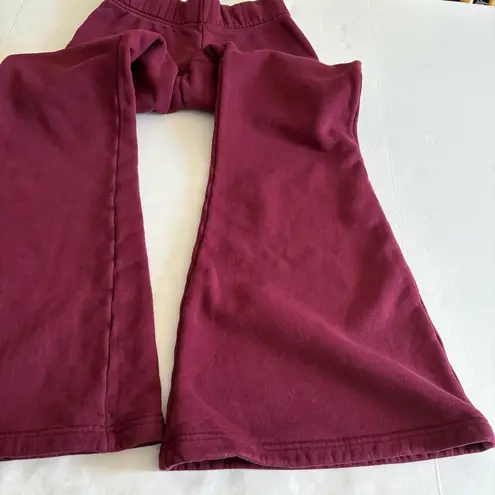 Women's Les Tien Bella Bell Bottom STRUCTURED FLEECE Sweatpants burgundy XS Red