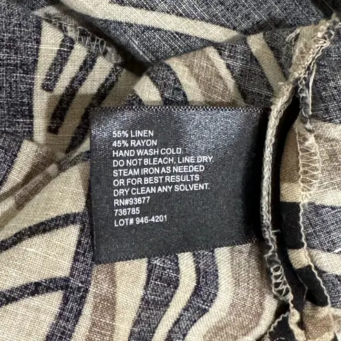 East 5th Women’s Brown Leaves Linen Blend ¾ Sleeve Button Front Shirt Size 1X