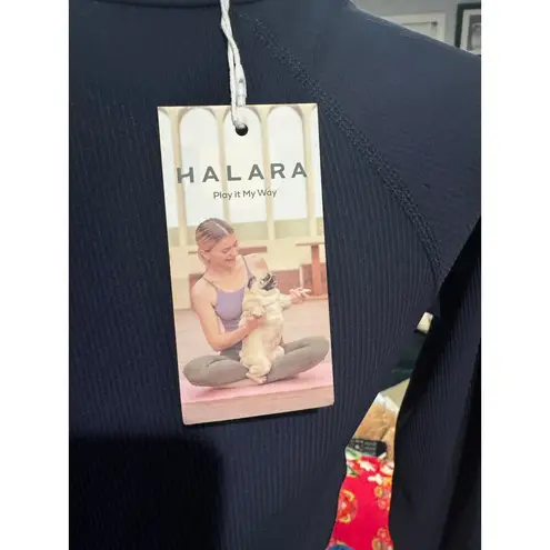 Halara  Navy Ribbed Long Sleeve Crop Top with Strappy Detail Size M NWT