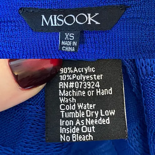 Misook Check Textured Knit Open Front Blue Jacket, size XS