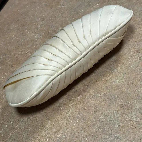 Kate Landry Vintage Pleated Satin Clutch Silver Chain Strap & Rhinestone Clasp