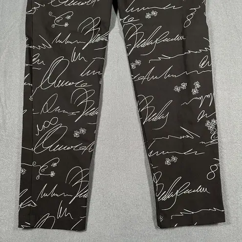 Frank Lyman Womens 12 Black Script Graffiti Writing Trouser Pant 226302