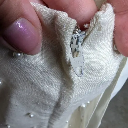 Vtg 1980s Michael Maiello Pat Richards Ivory Pearl Beaded Tiered Midi Dress 20 Size undefined