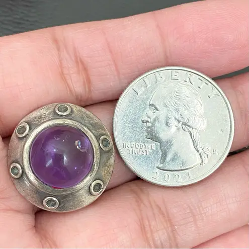 Sterling Silver STG SIL Signed Antique Finished Amethyst Ring Size 9