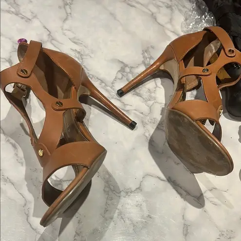Ivanka Trump Tan Strappy Sandals with Block Heel