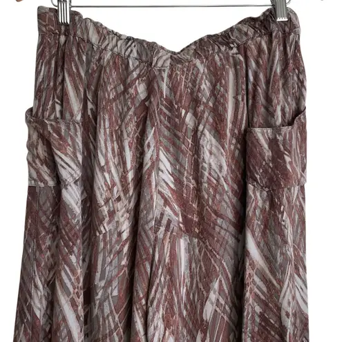 Democracy Women Pants 4 Wide Leg Brown Rayon Abstract Whimsigoth Earthy Resort