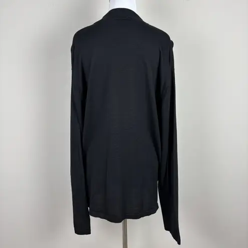 Wintersilks Sweater Womens XL Black Mock Neck Long Sleeve Silk Cotton Minimalist