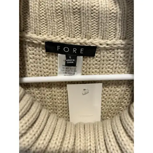 Fore Womens Beige Knit‎ Sleeveless Comfy Turtleneck Sweater Vest L Large NWT