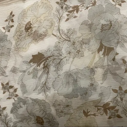 Liz Claiborne Collection Beige Floral Silk Blouse Shirt Set Womens Size Large Tan