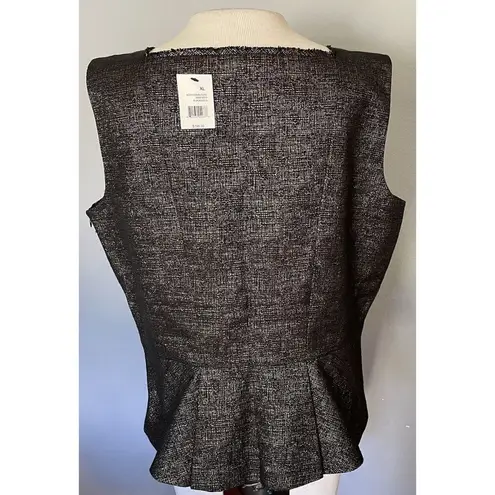 Tahari NWT Blouse XL Peplum Top Metalic Black Gold Holiday Party Date Wedding