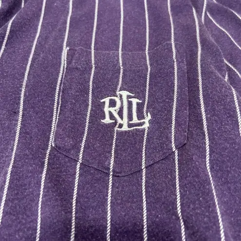 Lauren Ralph Lauren Purple Pinstripe Pajama Set Size M Long Sleeve Button Top Pa Size M