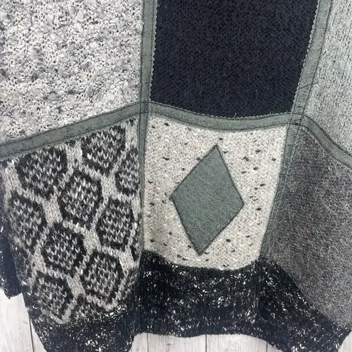 Vintage Fabe Turtleneck Sweater Womens M Black Gray Patchwork Grandpa Eclectic Size M