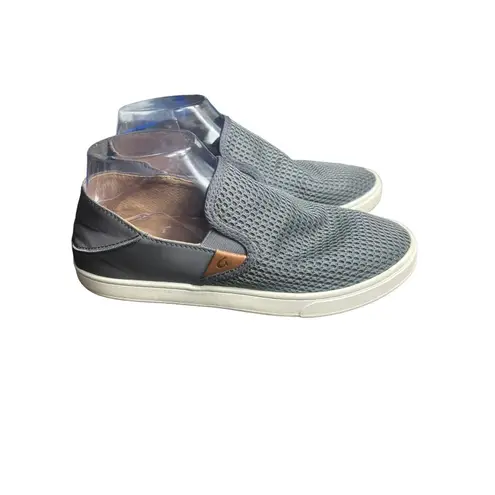 Olu’kai Pehuea Size 8.5 Women’s Grey & White Mesh Slip On Loafers Shoes #S60