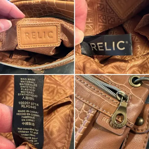 Relic Faux Leather Crocodile Pattern Crossbody Shoulder Bag Purse Light Brown