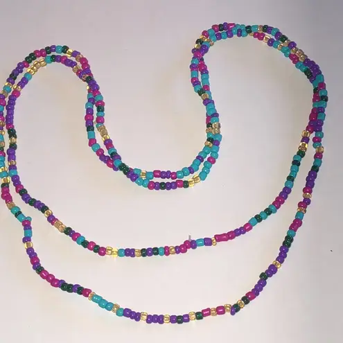 Colorful Boho Seed Bead Beaded Stretchy Necklace Purple