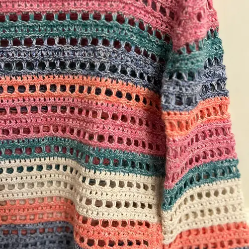 Gap  Multi Color Long Bell Sleeve Crochet Pullover Cotton Colorful Sweater Small
