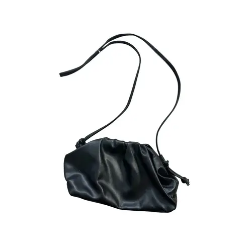 BLACK Ruched Clamshell Structured Crossbody Bag