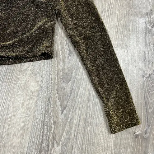 Wild Fable  Women's Gold Sparkle Long Sleeve Ruched Cropped Shirt - Small - NWT