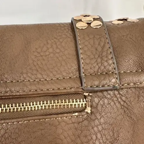 NWT MMS Design Studio Brown & Gold Studded vegan leather Crossbody shoulder Bag
