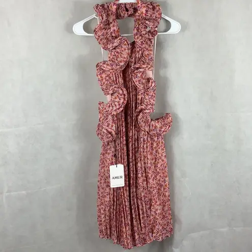 Amur Mimi Halter pleated Ruffle mini dress