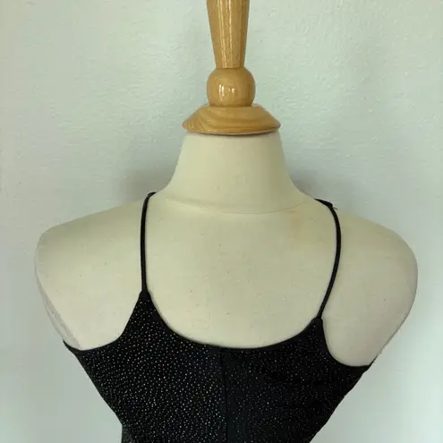 Vintage 1994 Black Metallic Sleeveless Full Length Prom Dress Size 4