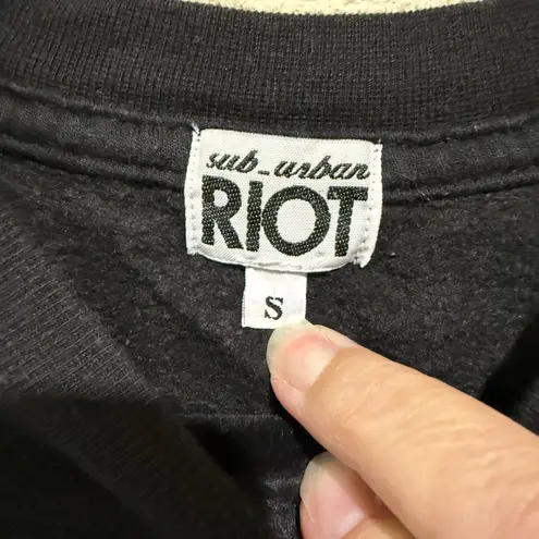 SUB_URBAN RIOT Sub Urban Riot Womens Happy Camper Graphic Print Sweatshirt Pullover Black S