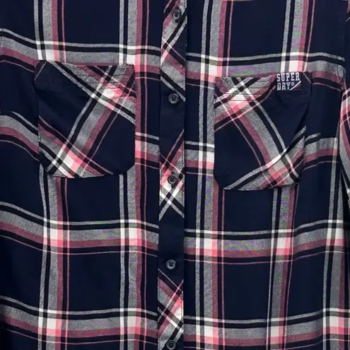 Superdry Womens Flannel Shirt Size M Plaid Classic Utility Workwear Grunge Warm