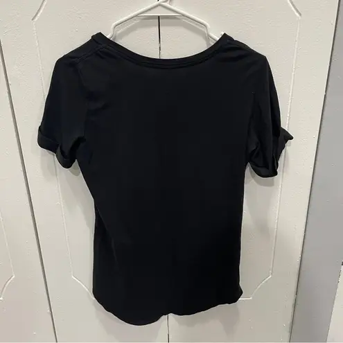 Lululemon  Black Cuffed Sleeves Short Sleeve Shirt