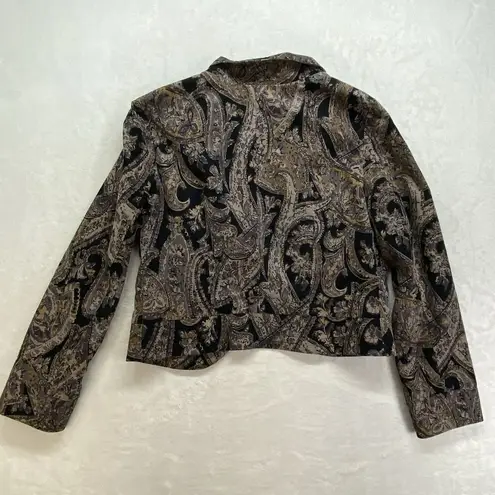 Joanne Scott blazer Womens 4 corduroy paisley made in usa 100% cotton Black