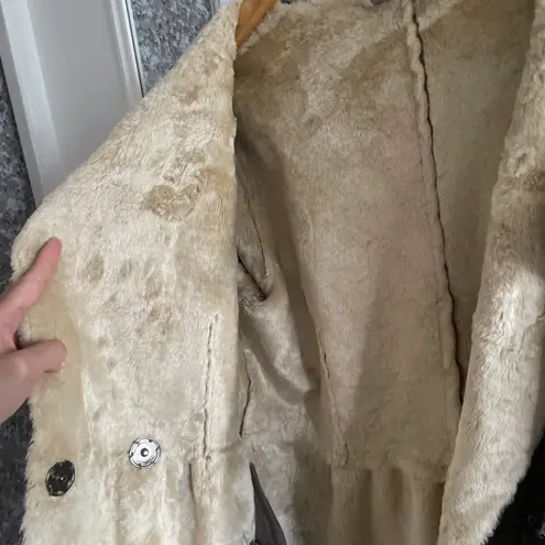 ALYSI Taupe Brown Suede Faux Fur Cropped Wrap Jacket Size 4