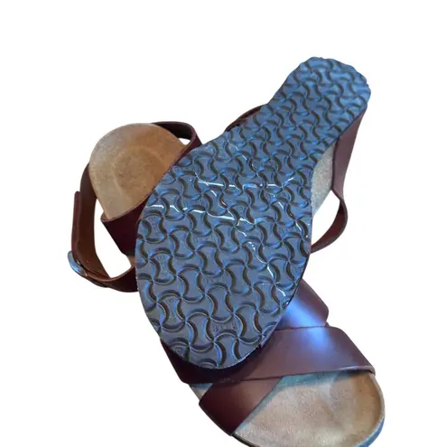 Papillio by Birkenstock Brown Leather Ankle Strap Wedge Sandals EU 38 US 7 Size 8