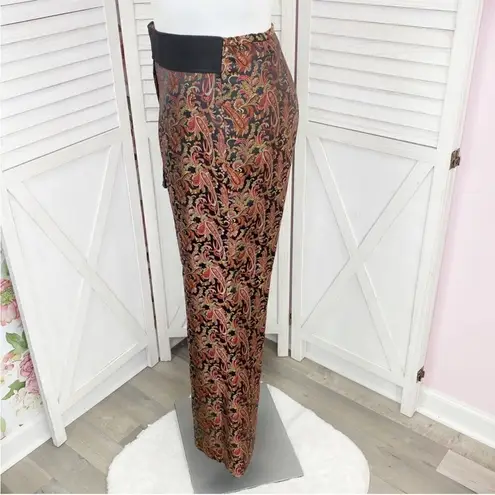 Platinum Stephen Yearick Paisley Pants Brocade Jacquard Straight Leg 14 Black