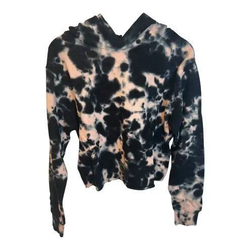 525 America Tie Dye Pink Black Hoodie Medium Cropped Athleisure 100% Cotton NWT
