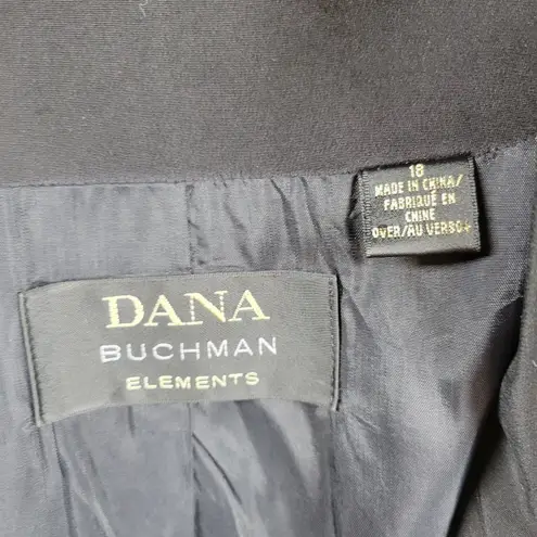DANA BUCHMAN ELEMENTS Womens Black Single Button Blazer Suit Jacket Size 18