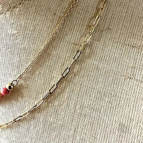 gold tone rhonodoniteādouble chain 14k gold dipped necklace