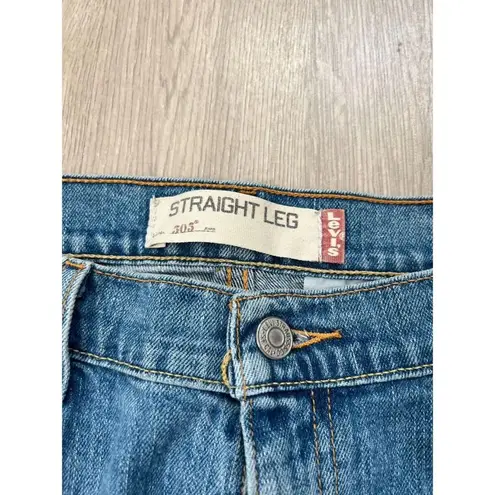 Levis 505 Jeans Womens 12M W34 Blue Med Wash Stretch Straight Leg Grunge