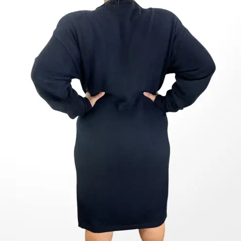 80s Vintage LARISA Black Embroidered and Beaded Knit Midi Sweater Dress Size L