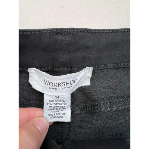 Workshop Republic Clothing WORKSHOP Republic Jean Shorts Size 14 Black Modern Fit Cuffed Hem Casual Stretch