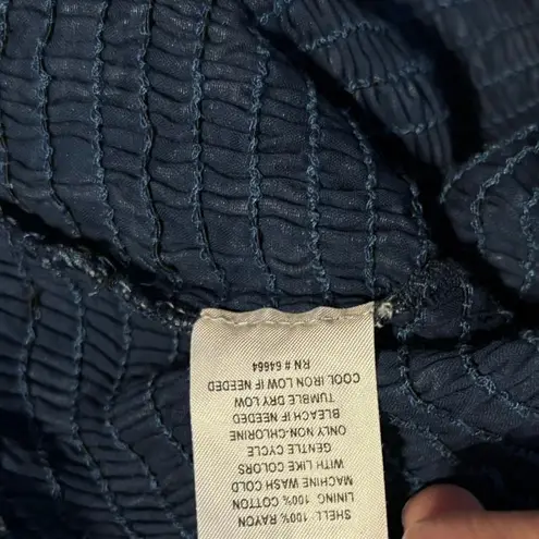 Tori Praver NEW Avril Smocked Top Size L Printed Bell Sleeves Lace Up