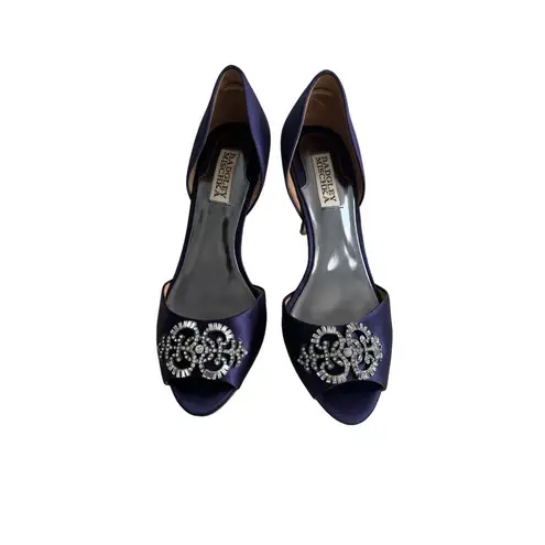 Badgley Mischka Salsa Royal Purple Plum Satin Heels Size 8