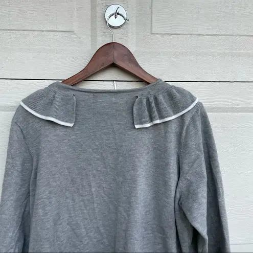 Carmen Marc Valvo Sweater Gray Grey White Ruffle Plus Size 2X