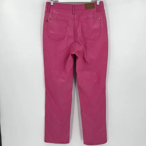 Judy Blue Straight Leg Pants Pink Faux Leather High Waist Tummy Control Size 29