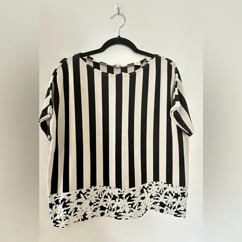 Kenzo Striped & Floral Bateau Neck Top Black Size undefined