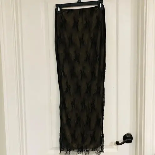 Commense Women's Tulle Lace Long Maxi Skirt High Waist Black Size Small NWOT