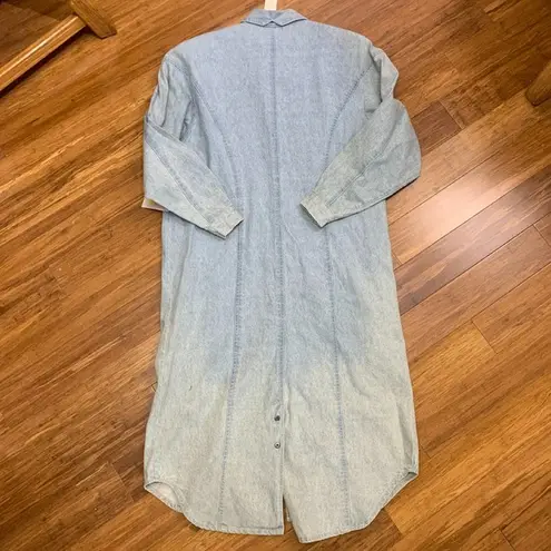 Vintage Jag Denim Dress Womens Small Blue Long Sleeve Button Front Light Wash