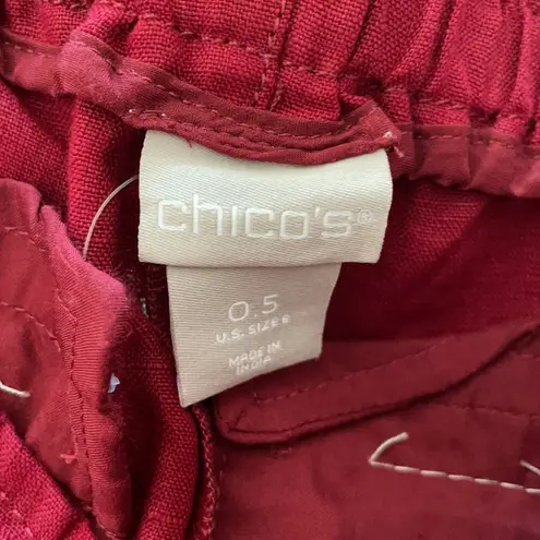 Chico's NWOT Chico’s Linen Tie-Front Shorts Deep Garnet